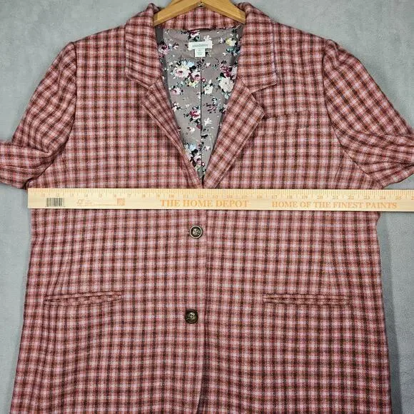 Sundance Blazer Womens XL The Lisa Wool Jacket Pink Plaid Academia Preppy Office - Picture 8 of 11